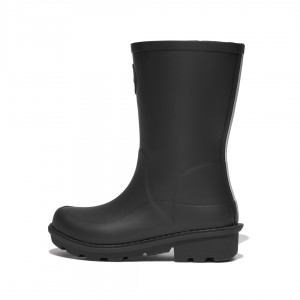 Kids' Fitflop Wonderwelly Natural Mix Welly Rubber Boots Black | CA-3165078-CN