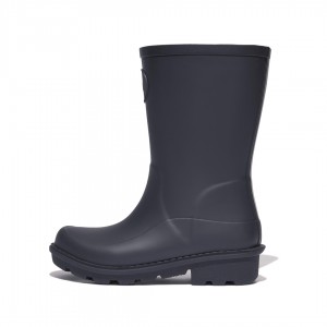 Kids' Fitflop Wonderwelly Natural Mix Welly Rubber Boots Black | CA-2537186-UL