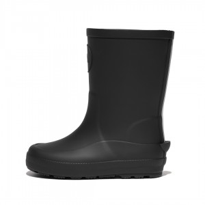 Kids' Fitflop Wonderwelly Natural Rubber Mix Rain Boots Black | CA-4537069-MV