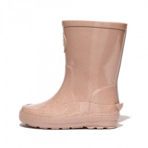 Kids' Fitflop Wonderwelly Natural Rubber Mix Rain Boots Gold | CA-7312860-UJ