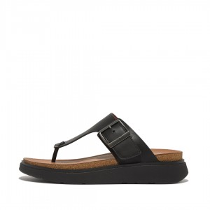 Men's Fitflop Gen-Ff Toe Thongs Black | CA-0594318-KO