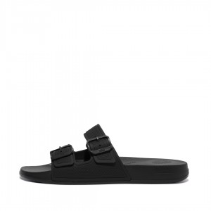 Men's Fitflop Iqushion Rubber Flip Flops Black | CA-1647592-UB