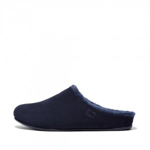 Men's Fitflop Shove Slippers Blue | CA-7526913-HV