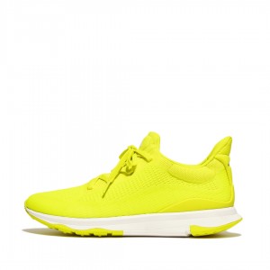 Men's Fitflop Vitamin-Ffx Polyester Knit Lycra Tpu Sneakers Yellow | CA-5173492-XW