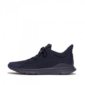 Men's Fitflop Vitamin Ffx Knit Sports Sneakers Navy | CA-3426190-PE