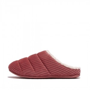 Women's Fitflop Chrissie Corduroy Polyester Slippers Red | CA-3618059-GF