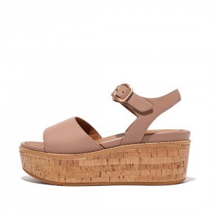 Women's Fitflop Eloise Cork Wrap Wedge Sandals Beige | CA-3248071-CF