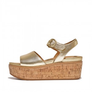 Women's Fitflop Eloise Cork Wrap Wedge Sandals Silver | CA-3652894-GJ