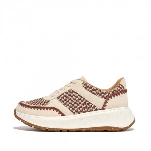 Women's Fitflop F-Mode Crochet Knit Polyester Sneakers Grey Brown | CA-8493016-TS