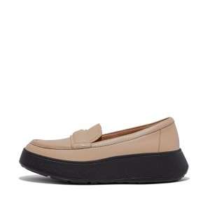 Women's Fitflop F-Mode Loafers Black / Beige | CA-9804273-GH