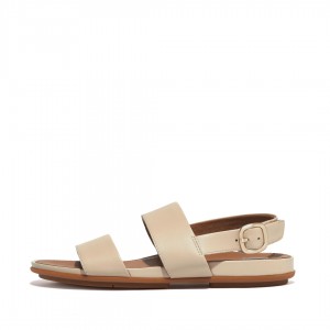 Women's Fitflop Gracie Leather Back-Strap Sandals Beige | CA-3954061-ZE