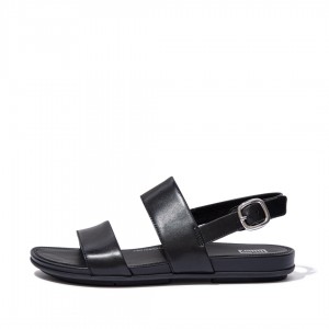 Women's Fitflop Gracie Leather Back-Strap Sandals Black | CA-3829017-NC