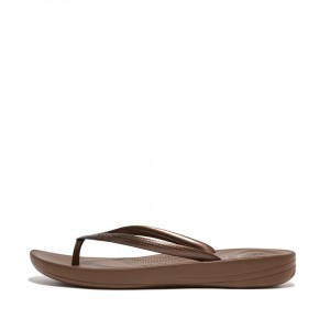 Women's Fitflop Iqushion Ergonomc Flip Flops Brown | CA-6429170-PO