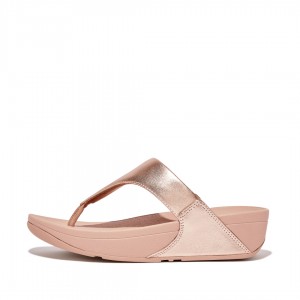 Women's Fitflop Lulu Leather Toe-Post Sandals Rose Gold | CA-1865092-WH