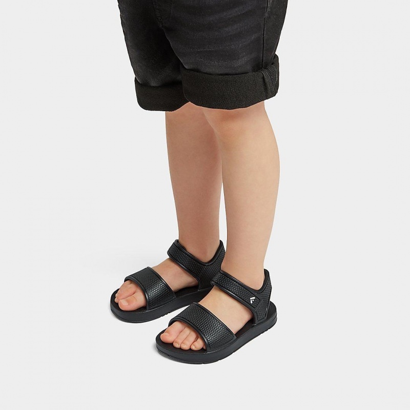 Kids' Fitflop Iqushion Eva Back-Strap Sandals Black | CA-4780951-CN