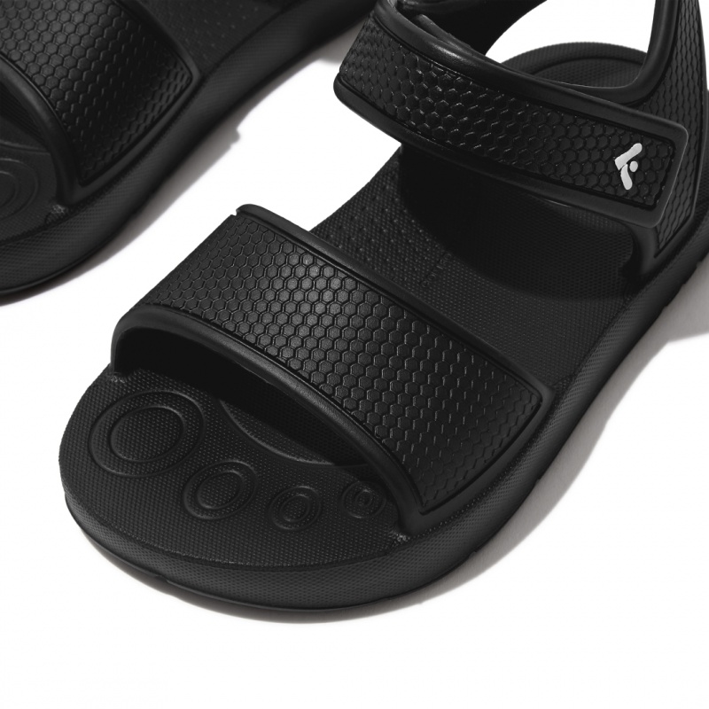 Kids' Fitflop Iqushion Eva Back-Strap Sandals Black | CA-4780951-CN