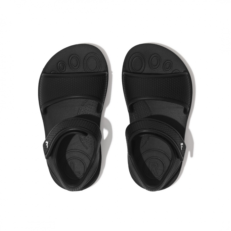 Kids' Fitflop Iqushion Eva Back-Strap Sandals Black | CA-4780951-CN