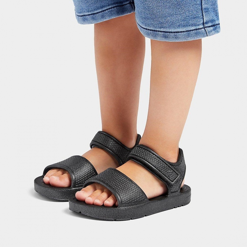 Kids' Fitflop Iqushion Eva Back-Strap Sandals Black | CA-6530178-YW