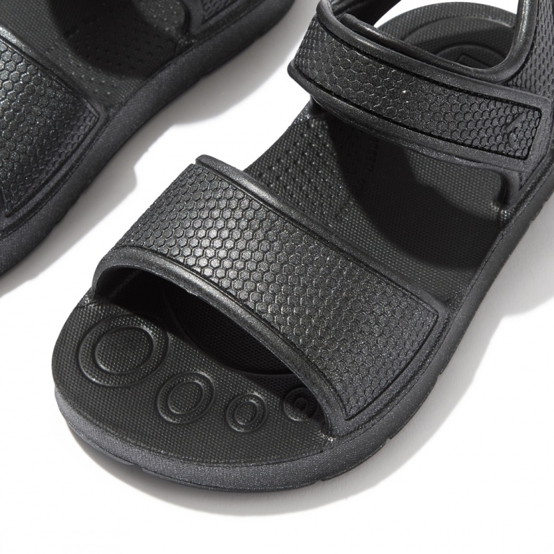 Kids' Fitflop Iqushion Eva Back-Strap Sandals Black | CA-6530178-YW