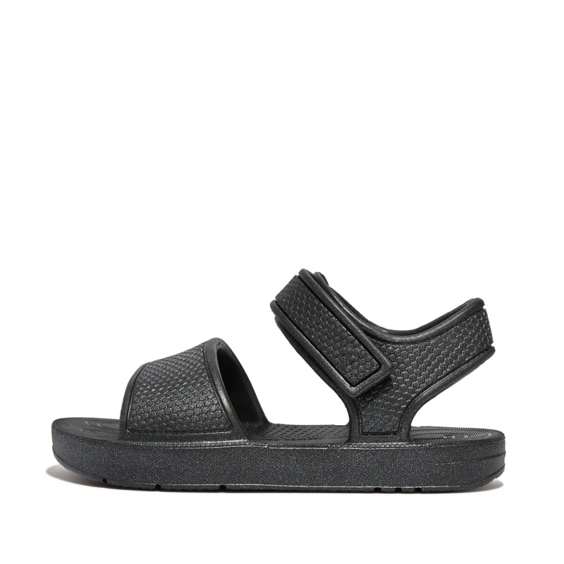 Kids\' Fitflop Iqushion Eva Back-Strap Sandals Black | CA-6530178-YW