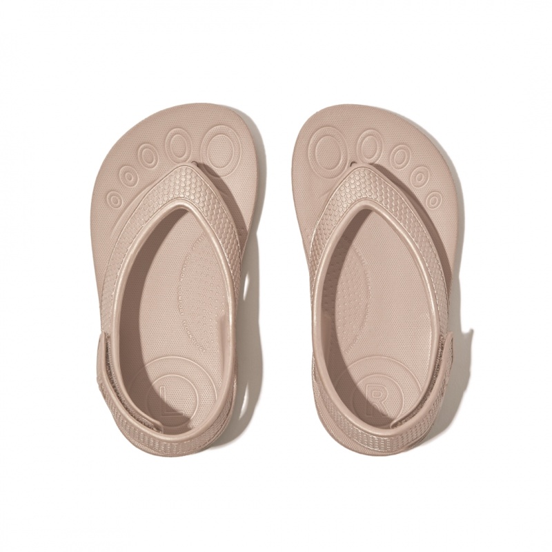 Kids' Fitflop Iqushion Eva Back Straps Flip Flops Gold | CA-3095614-ZI