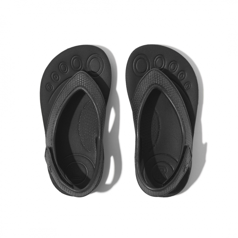 Kids' Fitflop Iqushion Eva Back Straps Flip Flops Black | CA-4253608-LJ