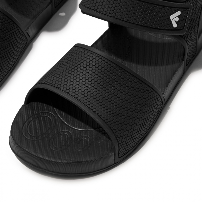 Kids' Fitflop Iqushion Rubber Back-Strap Sandals Black | CA-0281754-OG