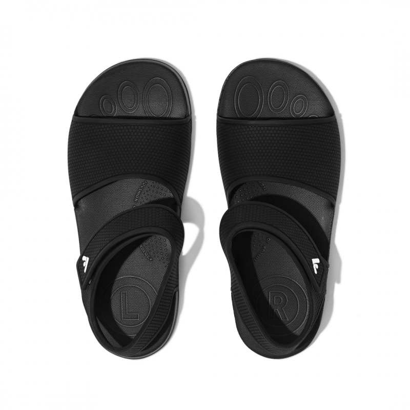 Kids' Fitflop Iqushion Rubber Back-Strap Sandals Black | CA-0281754-OG