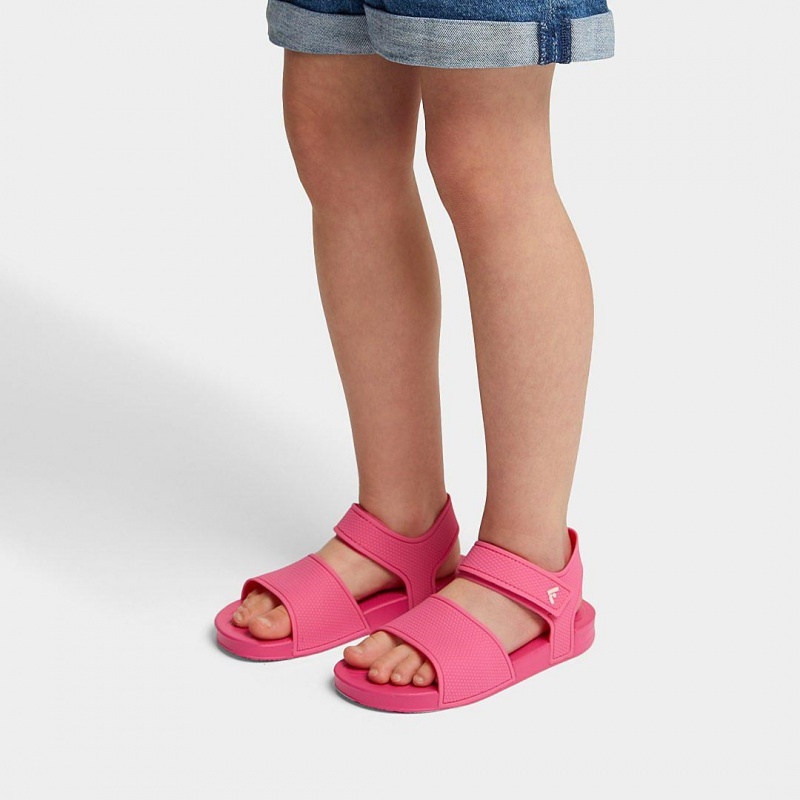 Kids' Fitflop Iqushion Rubber Back-Strap Sandals Red | CA-2154368-NR