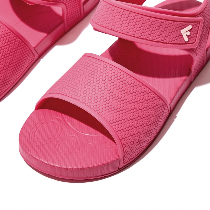 Kids' Fitflop Iqushion Rubber Back-Strap Sandals Red | CA-2154368-NR