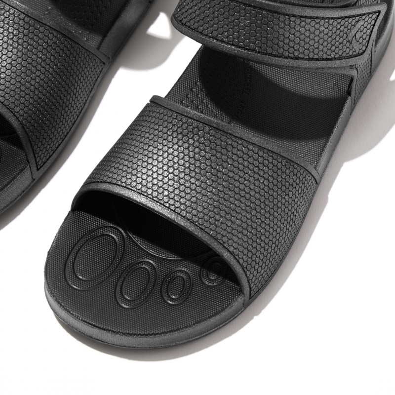 Kids' Fitflop Iqushion Rubber Back-Strap Sandals Black | CA-3760241-MX