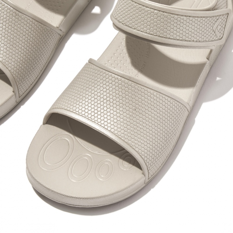 Kids' Fitflop Iqushion Rubber Back-Strap Sandals Silver | CA-8054296-TL