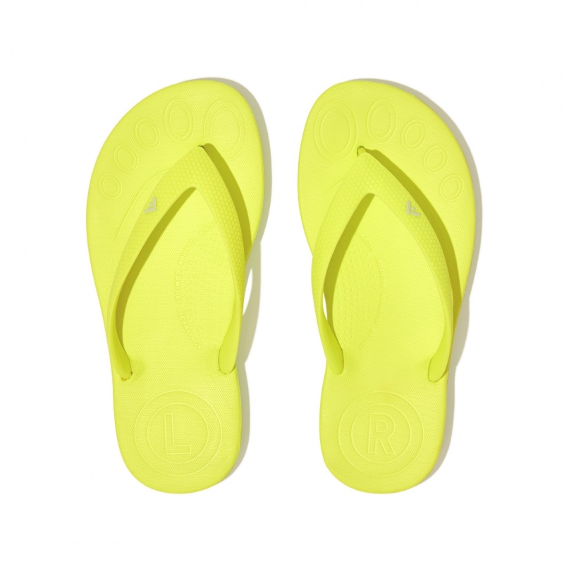 Kids' Fitflop Iqushion Rubber Flip Flops Yellow | CA-0918762-SO