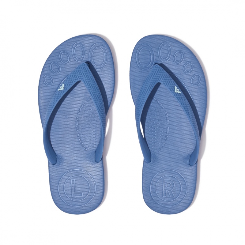 Kids' Fitflop Iqushion Rubber Flip Flops Blue | CA-0469357-LU