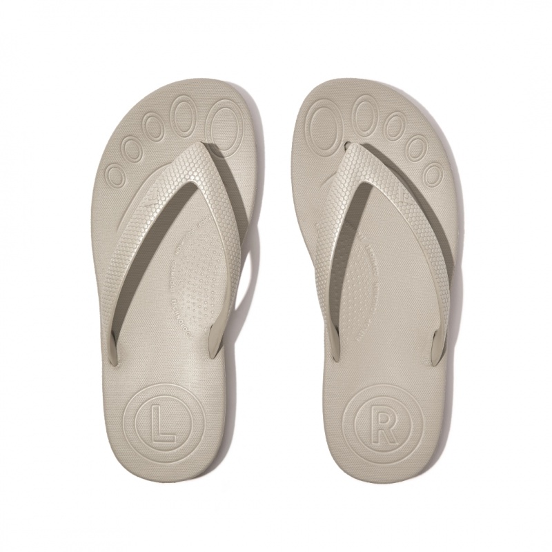 Kids' Fitflop Iqushion Rubber Flip Flops Silver | CA-0296178-ZP