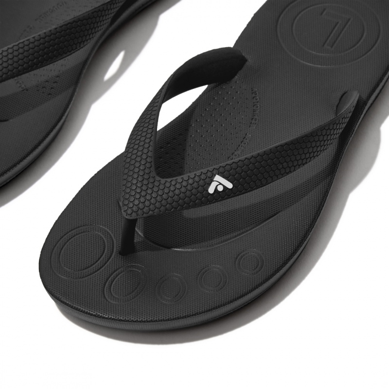 Kids' Fitflop Iqushion Rubber Flip Flops Black | CA-7539086-KC