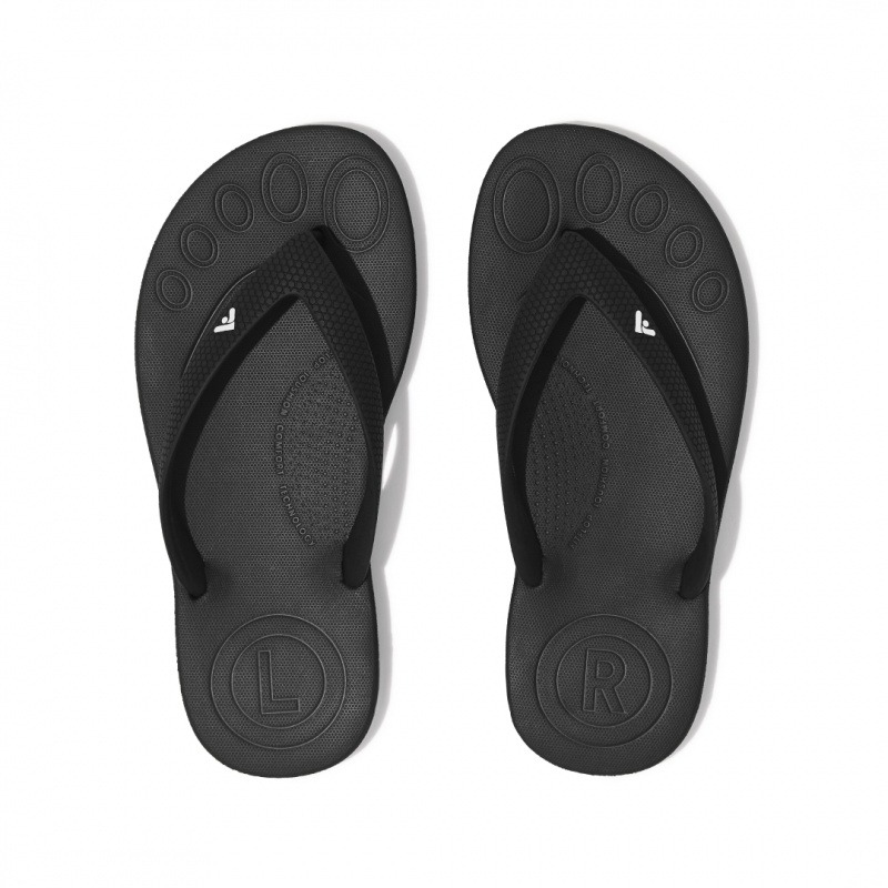 Kids' Fitflop Iqushion Rubber Flip Flops Black | CA-7539086-KC