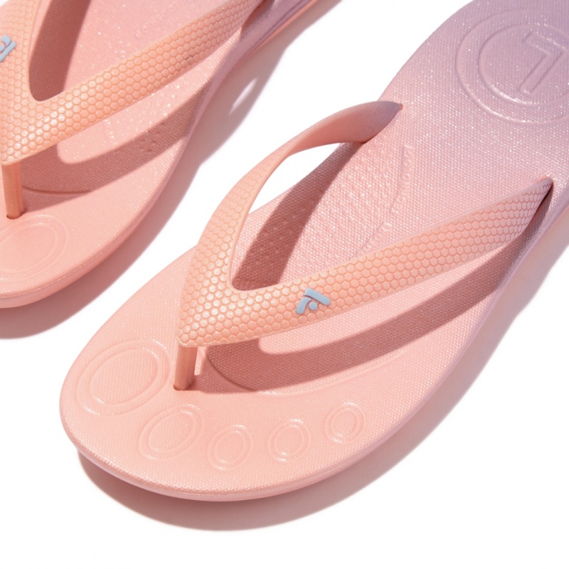 Kids' Fitflop Iqushion Rubber Flip Flops Pink | CA-9063741-MV