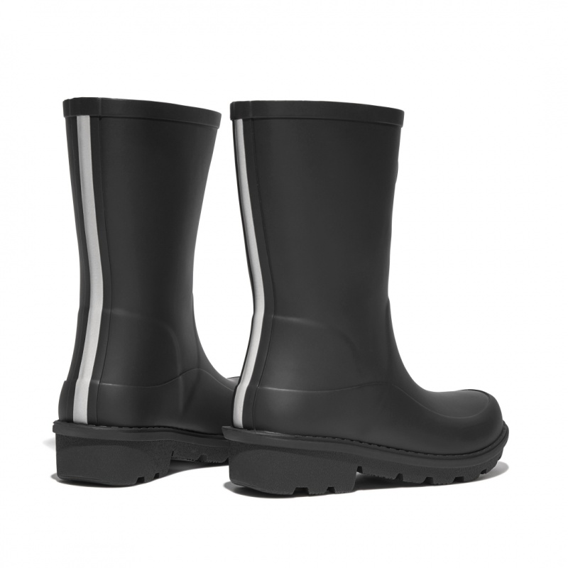 Kids' Fitflop Wonderwelly Natural Mix Welly Rubber Boots Black | CA-3165078-CN