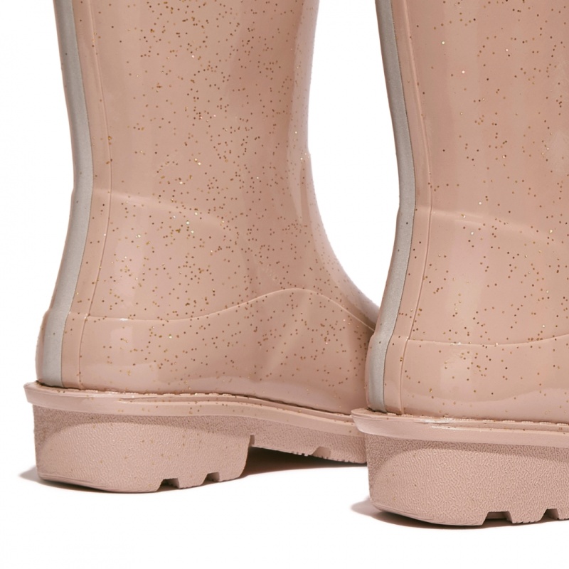 Kids' Fitflop Wonderwelly Natural Mix Welly Rubber Boots Rose Gold | CA-8120357-HA