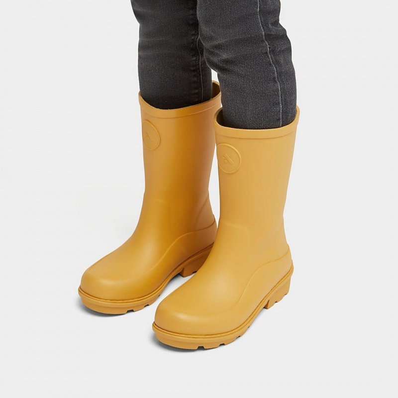 Kids' Fitflop Wonderwelly Natural Mix Welly Rubber Boots Yellow | CA-7253901-QC