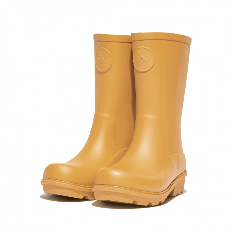 Kids' Fitflop Wonderwelly Natural Mix Welly Rubber Boots Yellow | CA-7253901-QC