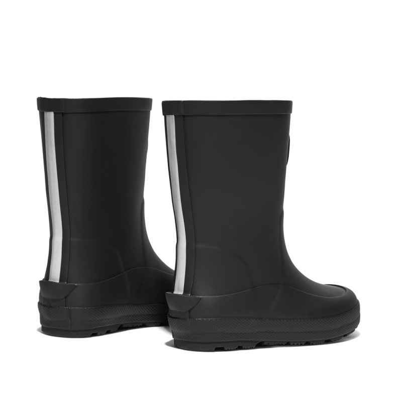 Kids' Fitflop Wonderwelly Natural Rubber Mix Rain Boots Black | CA-4537069-MV