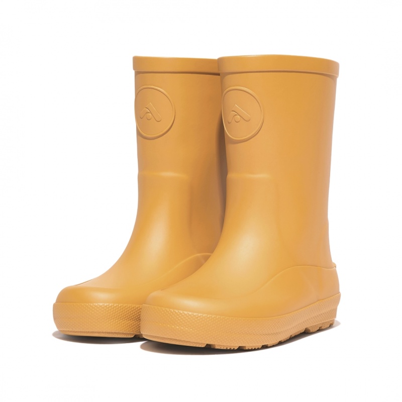 Kids' Fitflop Wonderwelly Natural Rubber Mix Rain Boots Yellow | CA-0672345-SI