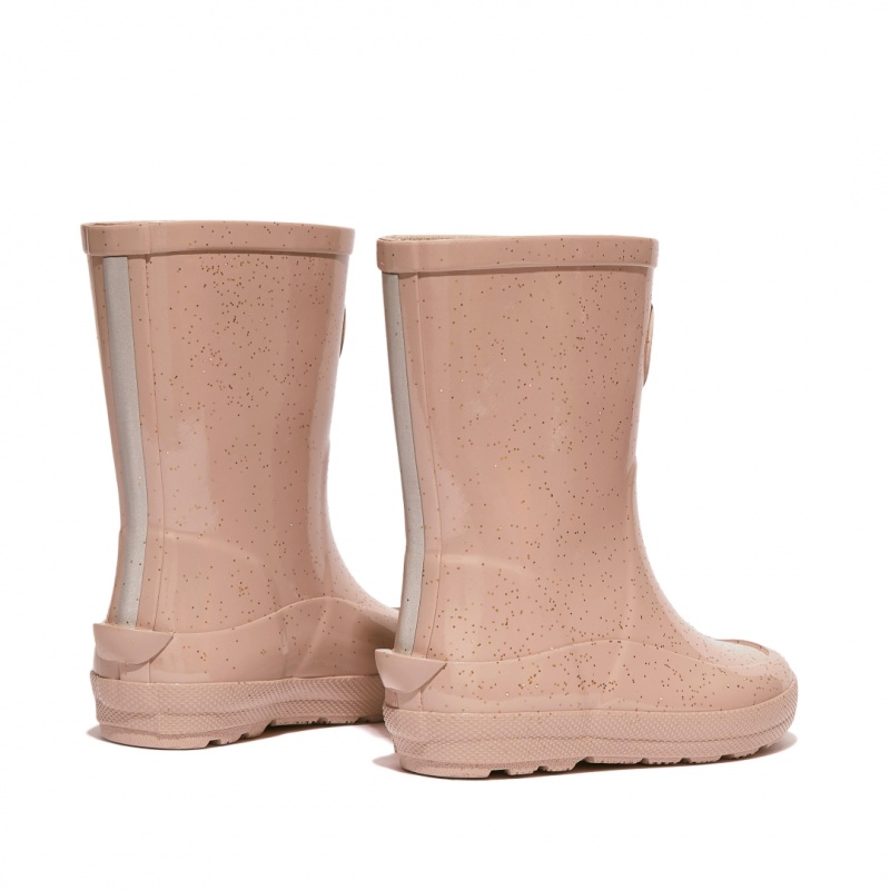 Kids' Fitflop Wonderwelly Natural Rubber Mix Rain Boots Gold | CA-7312860-UJ