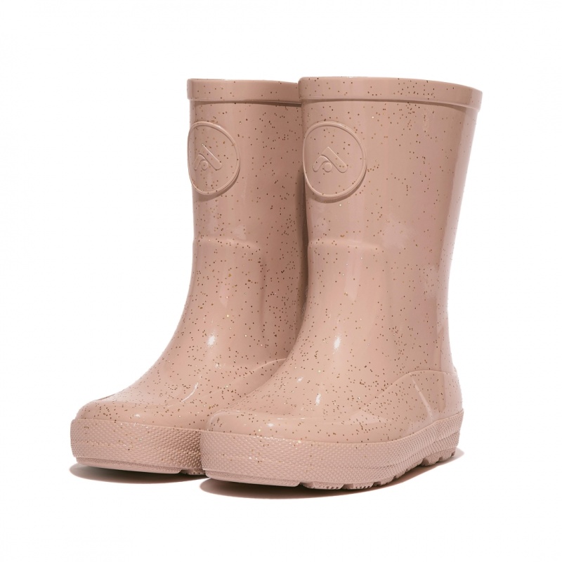 Kids' Fitflop Wonderwelly Natural Rubber Mix Rain Boots Gold | CA-7312860-UJ