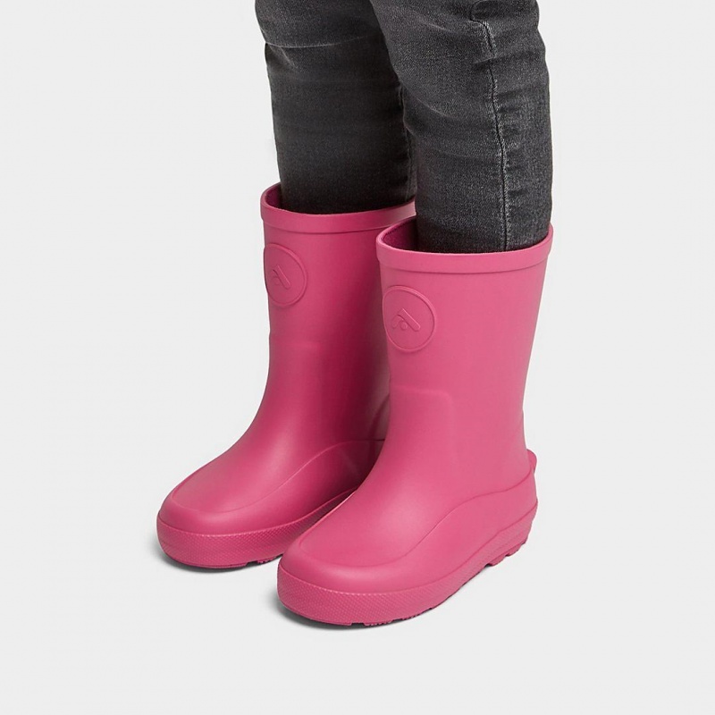 Kids' Fitflop Wonderwelly Natural Rubber Mix Rain Boots Pink | CA-4879013-OC