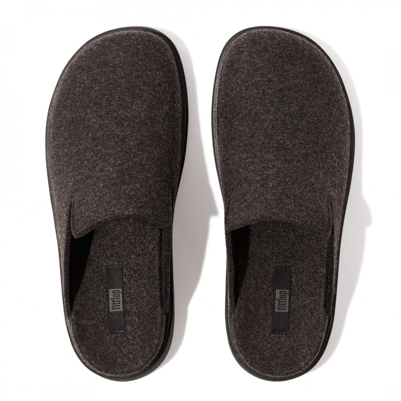 Men's Fitflop Gen-Ff Felt Polyester Mules Black | CA-5847901-HQ