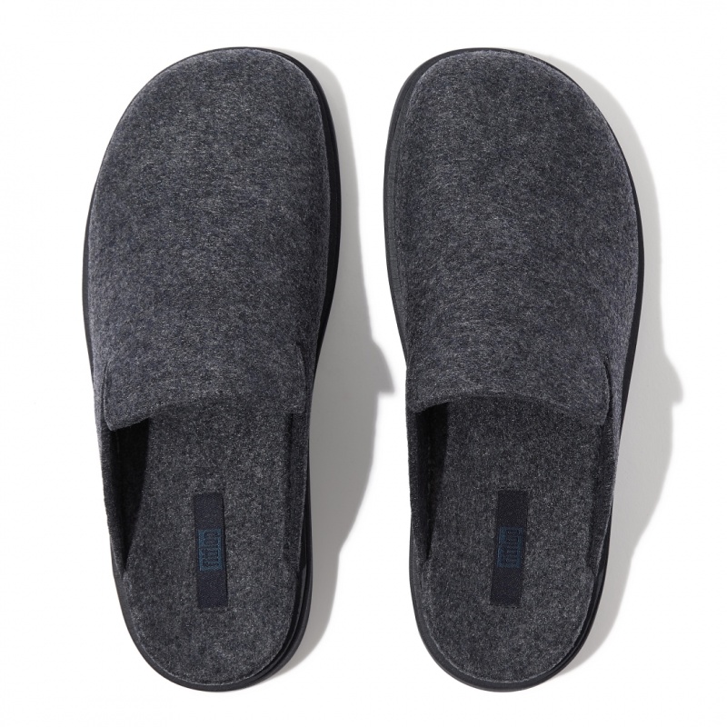 Men's Fitflop Gen-Ff Felt Polyester Mules Navy | CA-9627583-XR