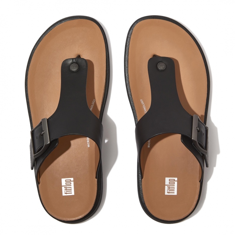 Men's Fitflop Gen-Ff Toe Thongs Black | CA-0594318-KO